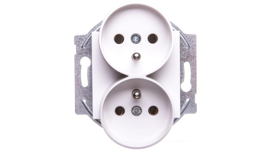 Karre Double Socket with Grounding, White / 90964671