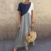 Fancy Fashion Short Sleeve Round Neck Travel Loose Women Maxi Dress