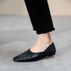 Fashion Spring Summer Women Flats Square Toe Fashion Pleated Genuine Leather Basic Shoes Woman Concise Casual Working Shoes 2025 New