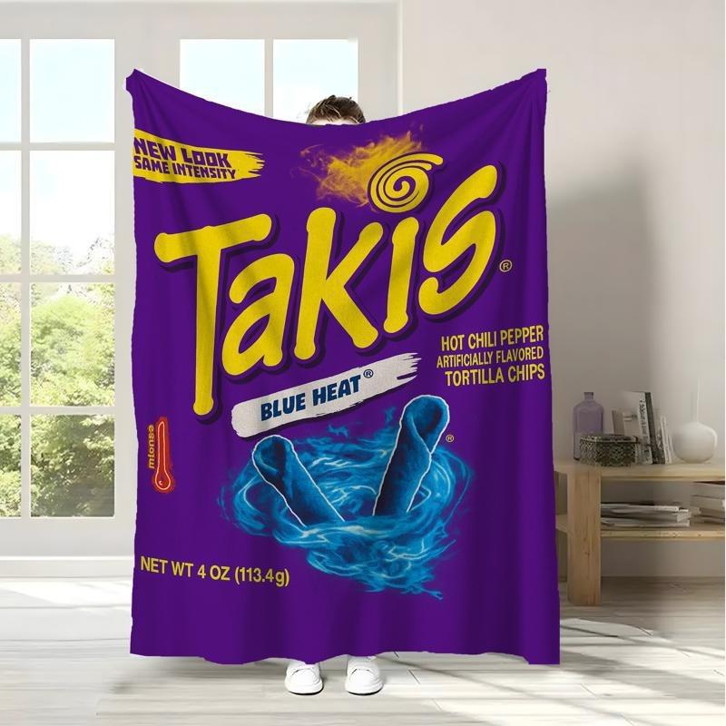 Плед Takis Blue Heat с тематикой чипсов Тортилья Уютный Мягкий Флисовый Плед для Гостиной Дивана Кровати Дома и Повседневного Отдыха