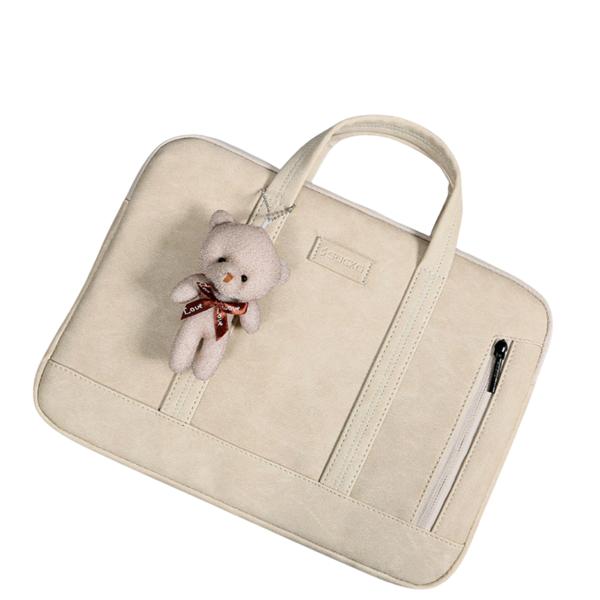 Petit Bear Аккуратная и прочная сумка для ноутбука. Поддерживает различные размеры Apple LGGram Samsung Book Apple 13, 14 дюймов, 15, 16 дюймов, 17 дюймов, бежевый.