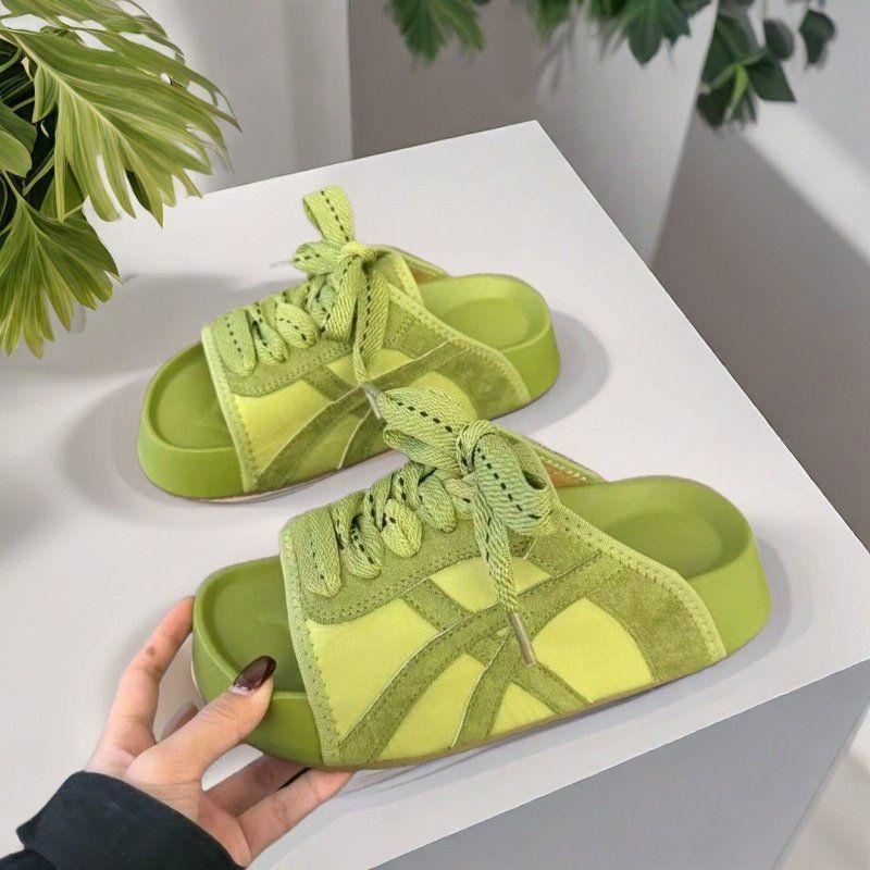 Summer Fashion Versatile Thick Bottom Outer Wear Women's Casual Style Design Strap-up Outer Wear Women's Slippers