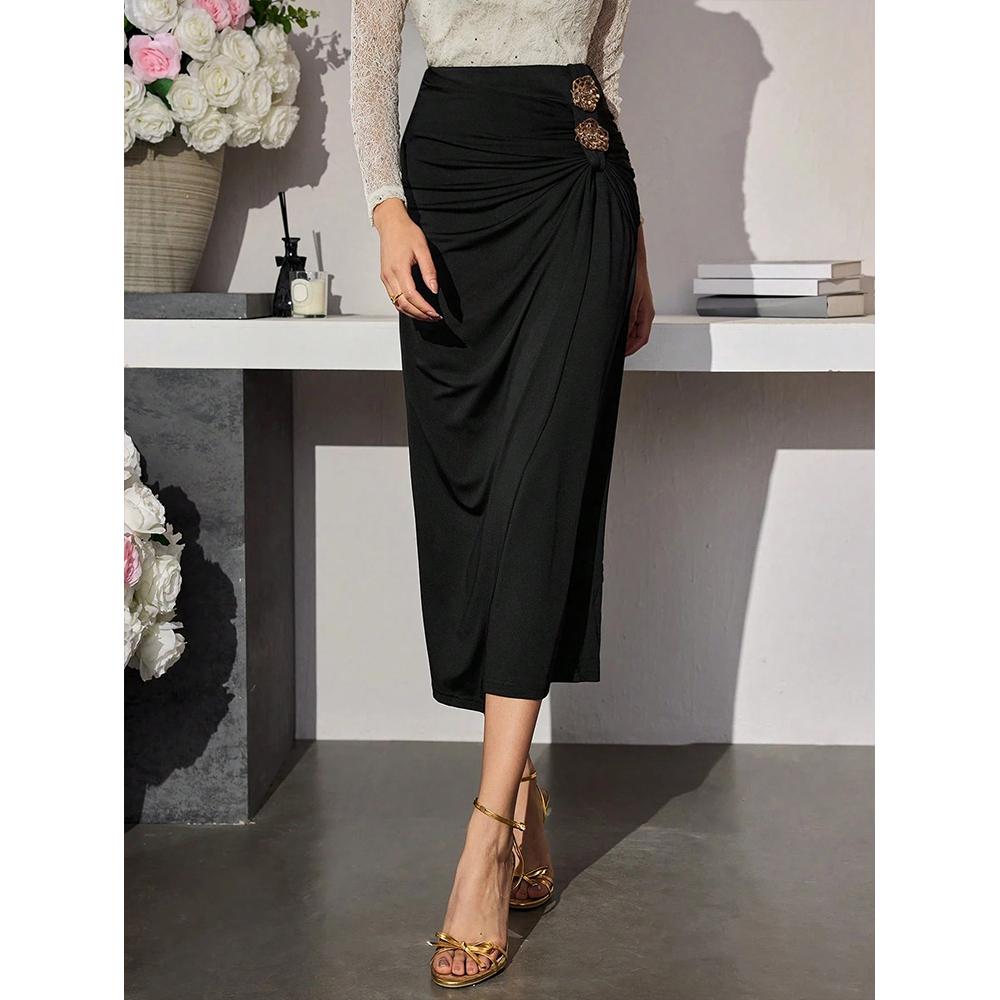 Женская струящаяся модная юбка однотонная плиссированная длинная юбка