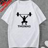 Unisexs Custom Thomas Weightlifting TShirt Personalized Gym Silhouette Print Casual Crew Neck for Workout Gym Weightlifting Tees