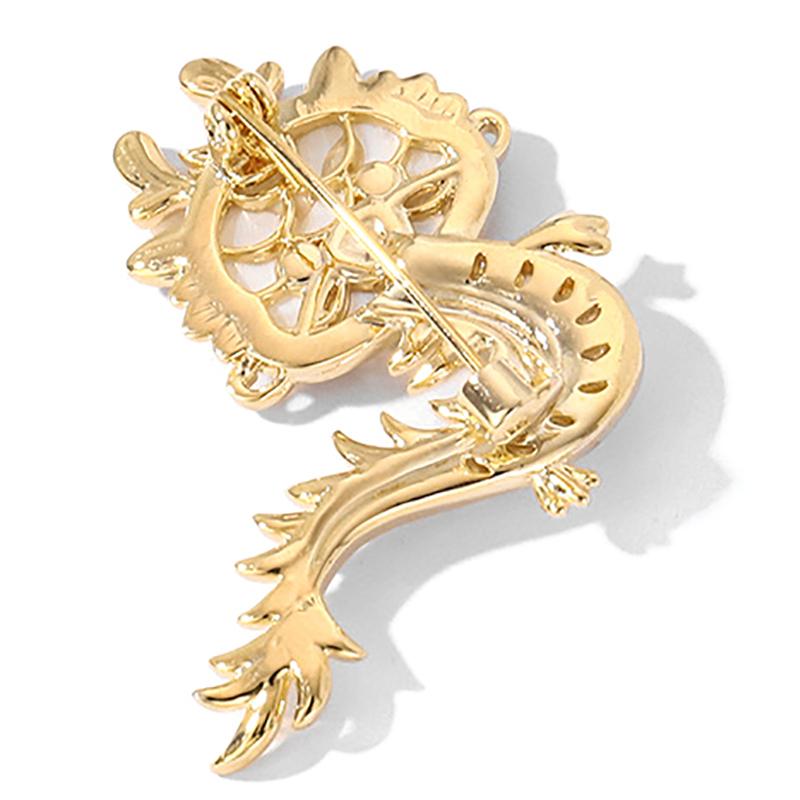 Cartoon Imitation Shell Dragon Brooch For Women Chinese Zodiac Dragon Enamel Pins Cute Animal Badge Birthday Jewelry Gift