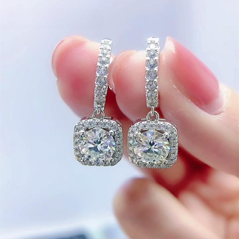 Sterling Silver S925 Moissanite Drop Earrings D Color VVS Diamond Earrings For Wedding Engagement Party Jewelry