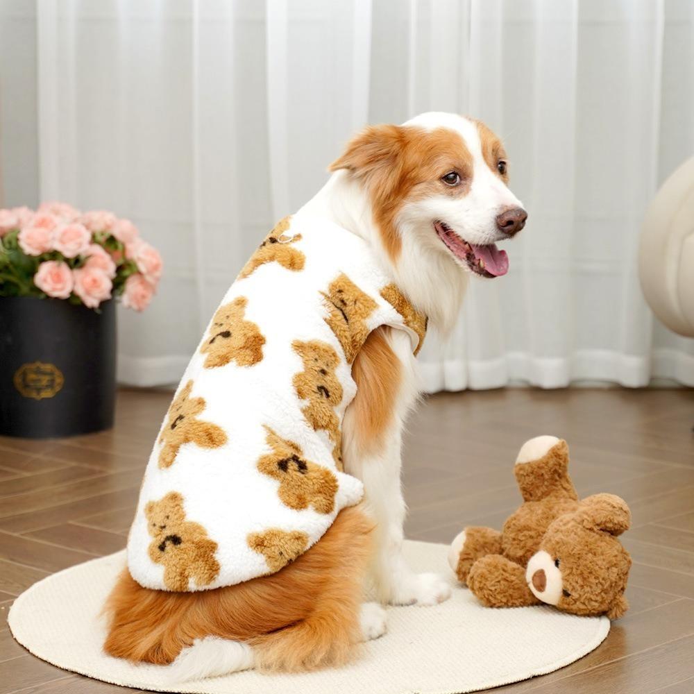 Fashion XS-9XL Winter Puppy Clothes Warm Fleece Cute Bear Pattern Dog Vest Pet Supplies Dog Sweater Vest Pitbull New Year's Gift