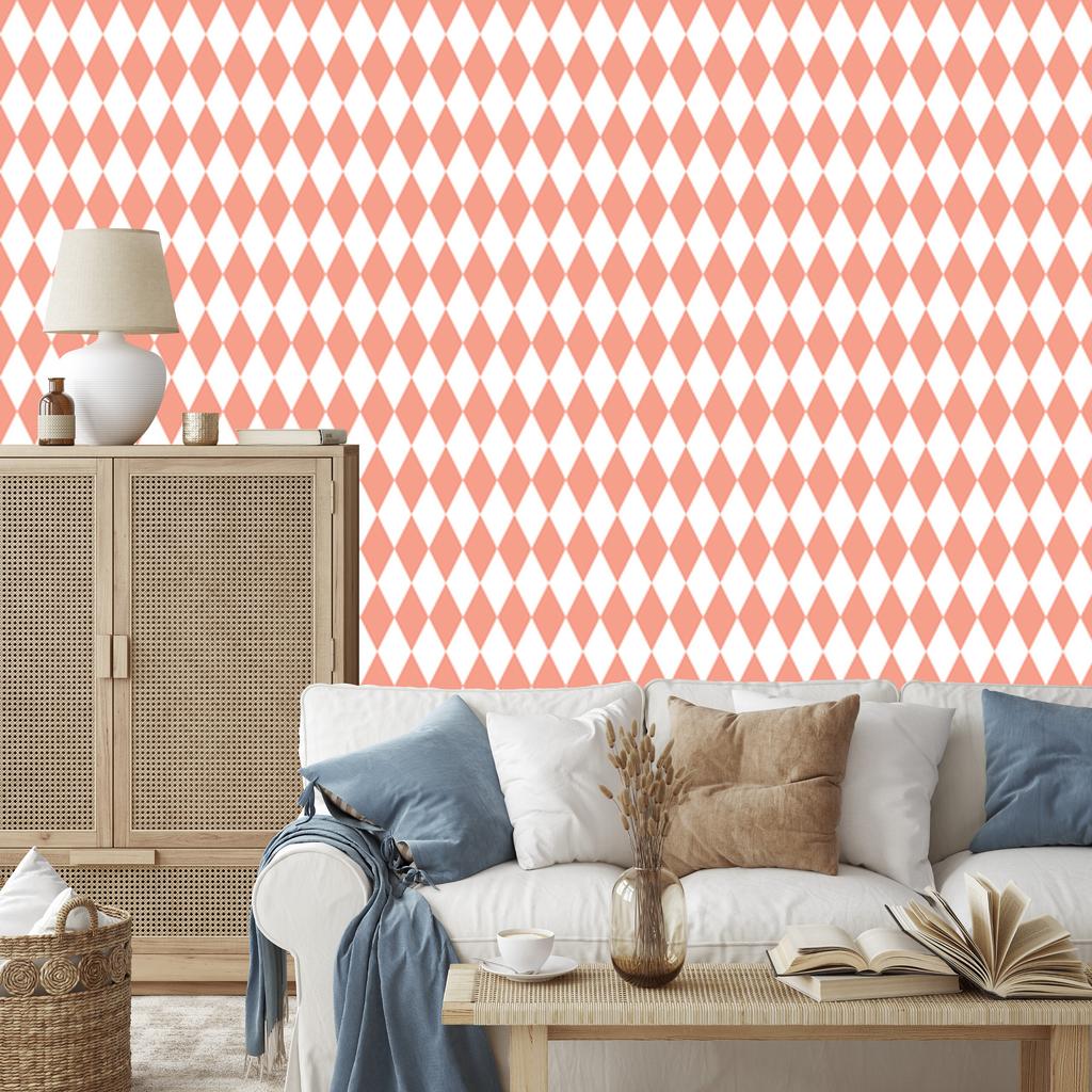 Harlequin Diamonds Wallpaper Coral for Living Room and Bedroom 50x1000