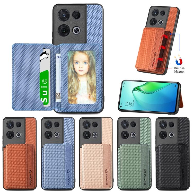 Для OPPO Reno 8 Pro Чехол для телефона с магнитным карманом для карт из углеродного волокна