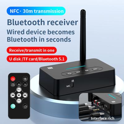 NFC Bluetooth Приемник Передатчик 5.1 Стерео AUX 3.5 мм Разъем RCA Звонок в режиме громкой связи Микрофон Беспроводной Музыкальный Аудио Адаптер TF/USB Для ТВ