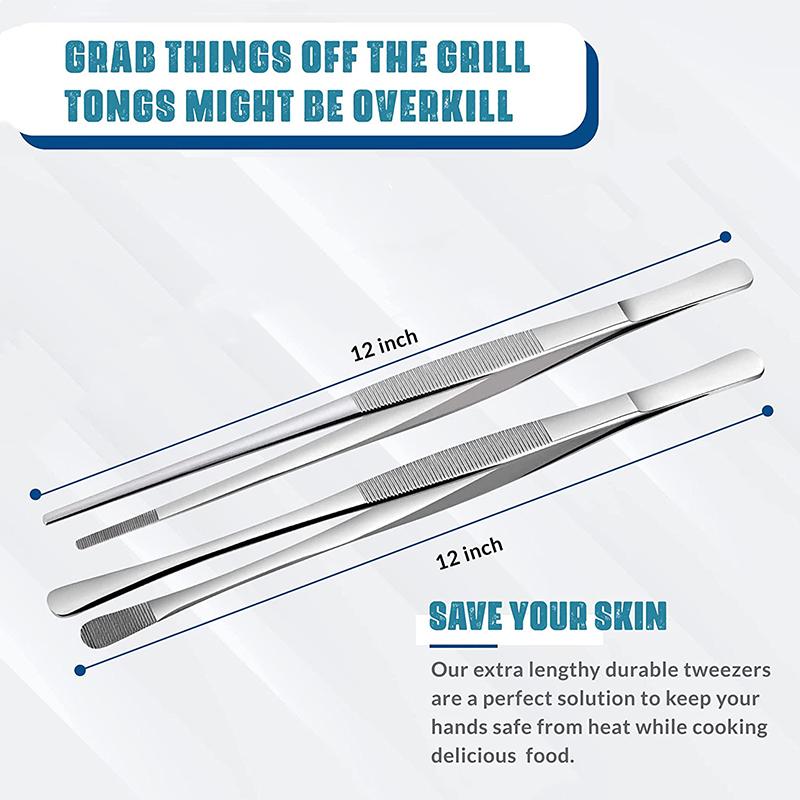 2 шт. 12-дюймовые кухонные щипцы, щипцы из нержавеющей стали для красоты, ухода, кормления домашних животных, барбекю, рукоделия, стайлинга еды