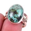 Natural Tibetan Turquoise Gemstone 925 Solid Silver Two Tone Ring Size 8US B1s63