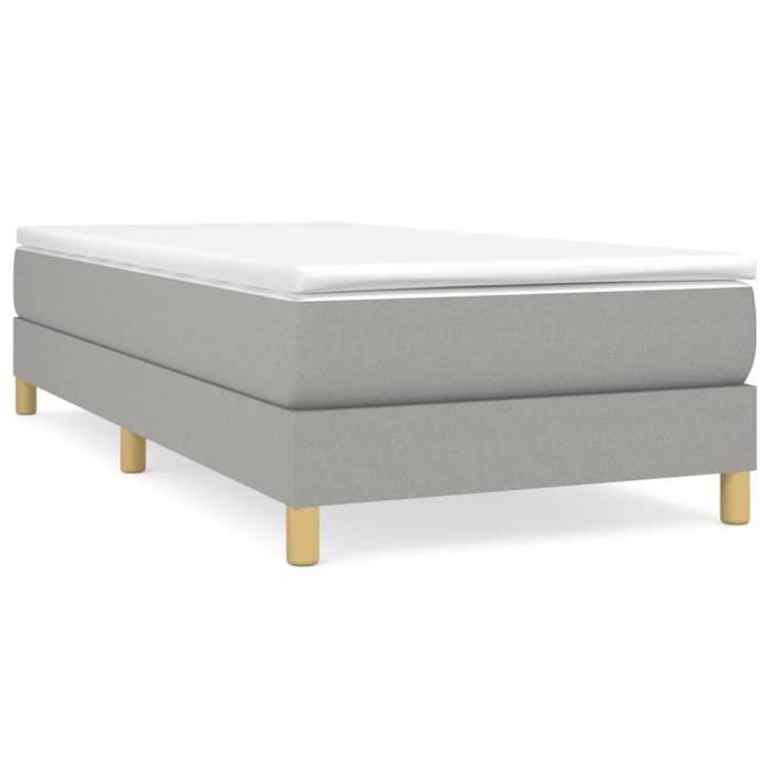 VidaXL Lit à sommier tapissier avec matelas Gris clair 100x200cm Tissu - Modèle 3144151