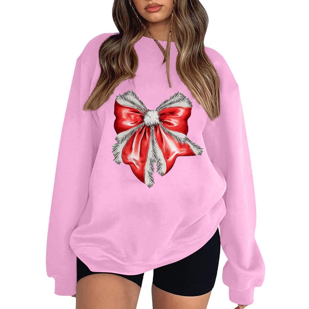 Women's Casual Round Neck Long Sleeved Pullover,Christmas Printed Top, Long Sleeved Hoodie