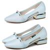 Shallow-mouthed Shoes Women's Low-heeled Spring and Autumn Shoes Joker White Thick Heel Work Shoes Anti-slip