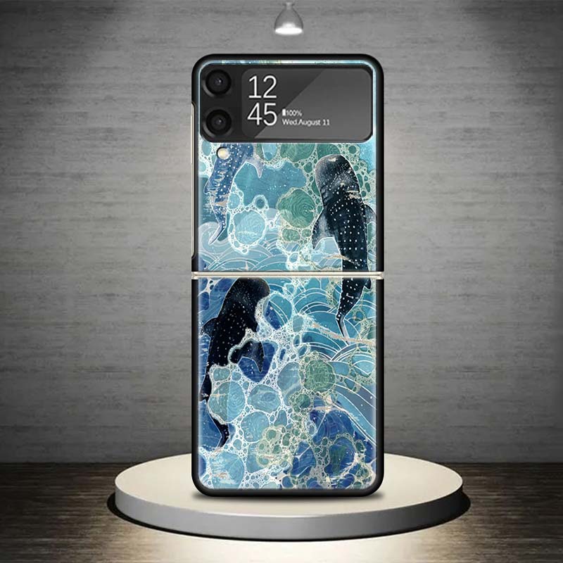 Чехол для телефона Океанская китовая акула для Samsung Galaxy Z Flip 7 6 5 4 3 5G Ударопрочный чехол Z Flip7 Flip6 ZFlip5 Flip3 Flip4 Роскошный She