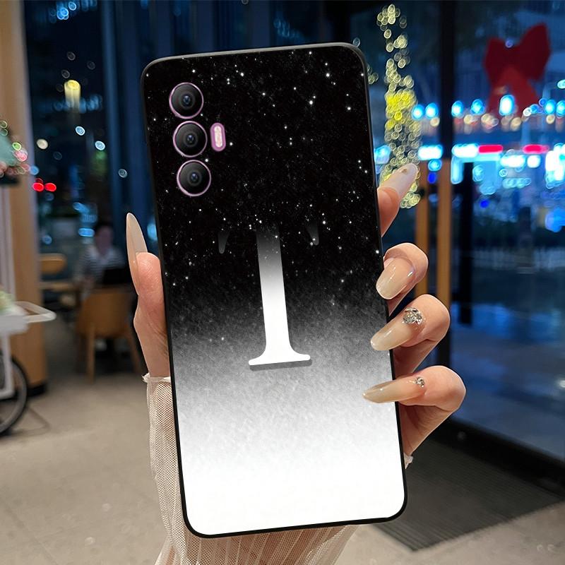 Чехол для телефона Tecno Spark 8 Pro Стильный Новый Буква С Цветком Блестящее Звездное Небо Мягкий Черный Защита от царапин Задняя крышка