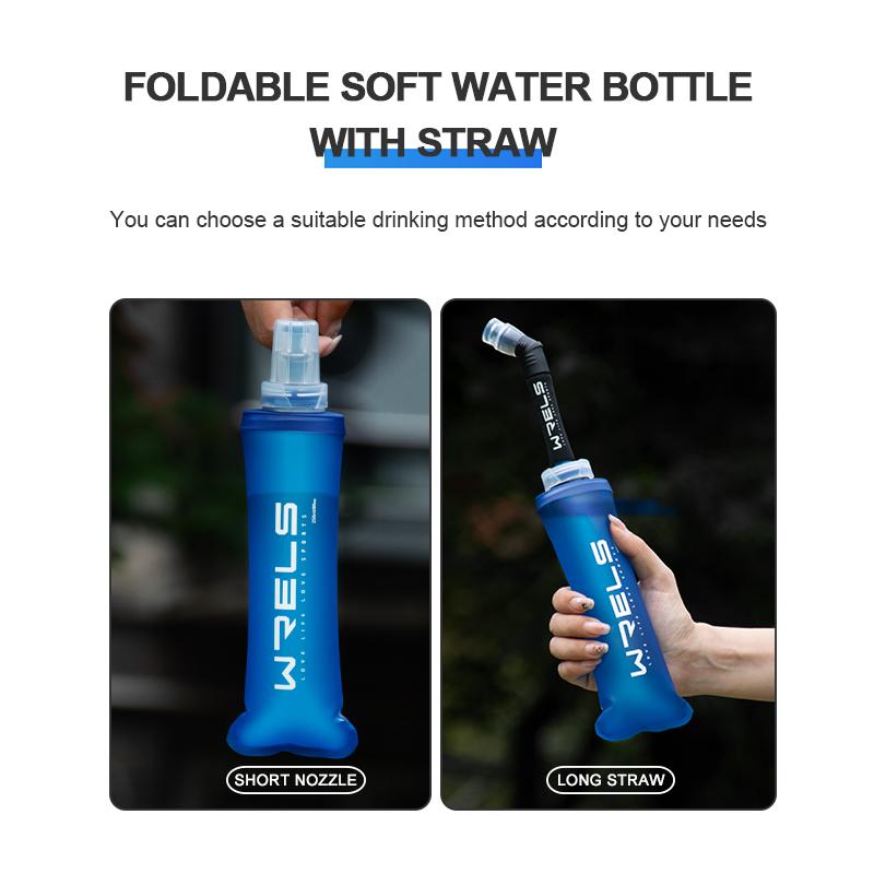WRELS Water Bottle TPU BPA-Free Folding Soft Flask Outdoors Sport Water Bottle Running Camping Cycling Collapsible Water Bottle