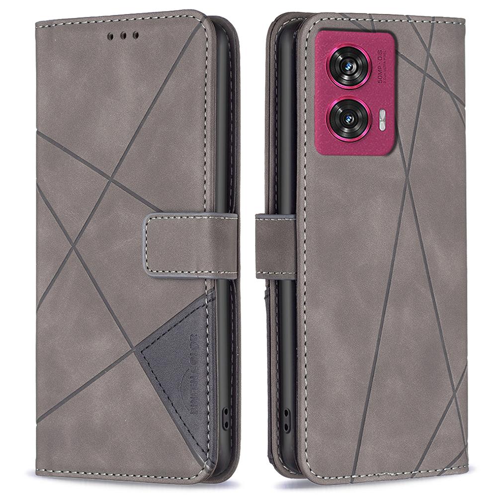 BINFEN COLOR For Motorola Edge 50 Fusion 5G Phone Cases Wallet Stand Geometry Imprint Leather Cover