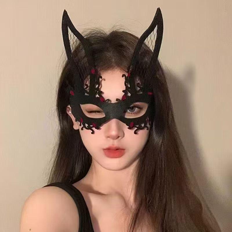 Маска для костюма на Хэллоуин, маска в готическом панк-стиле, для вечеринки, танцев, кружевное украшение, реквизит, для женщин и девушек, косплей, украшение лица