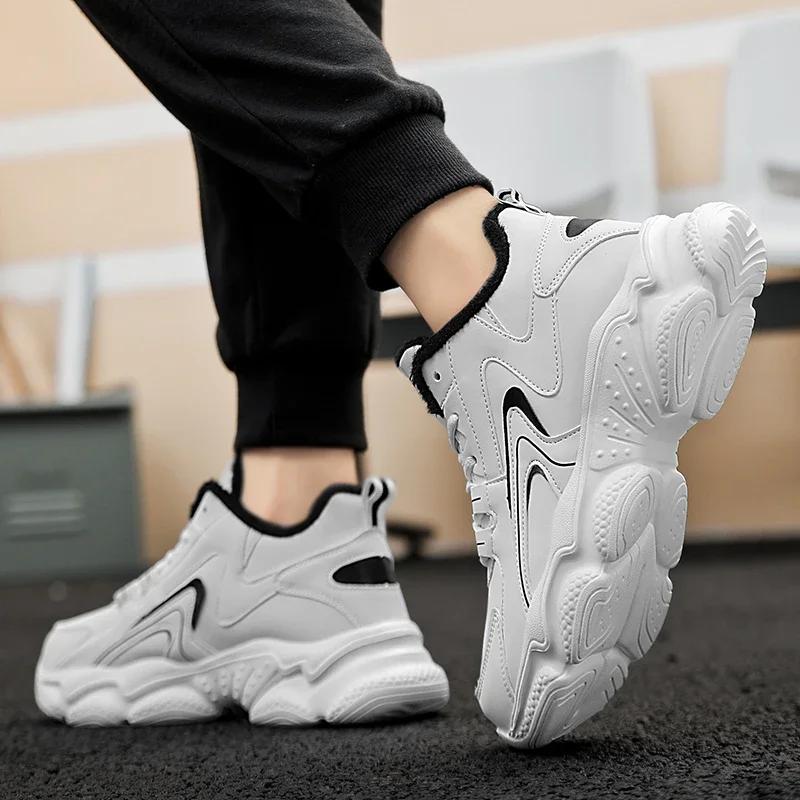 Мужские ботинки 2024 года, новые зимние тапочки, теплые мужские туфли, водонепроницаемые нескользящие плюшевые кроссовки, мужские теннисные туфли, ботинки, мужские кроссовки, зимние