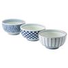 Mino Ware Dinnerware Set, 3-Piece Bowl Set, Aiya, Microwave and Dishwasher Safe, Blue, 31057