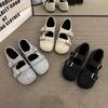 Fashion Mary Jane Shoes Women's Shoes Large Size 2025 New Belt Buckle Ugly Cute Shoes One Word with Shallow Cotton Shoes Women