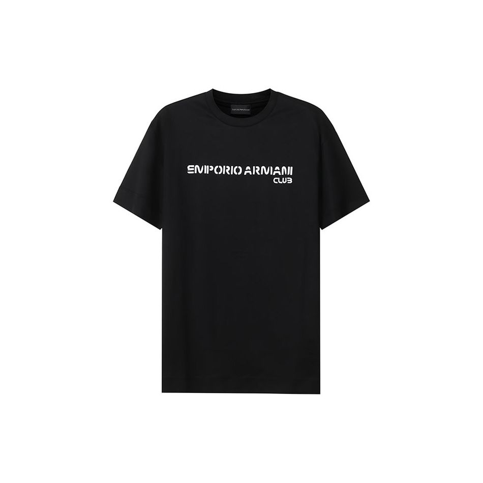 Emporio Armani Мужская футболка с круглым вырезом и короткими рукавами, из лиоцелла, с логотипом-буквой, черная 3L1TCE-1JUVZ-0999