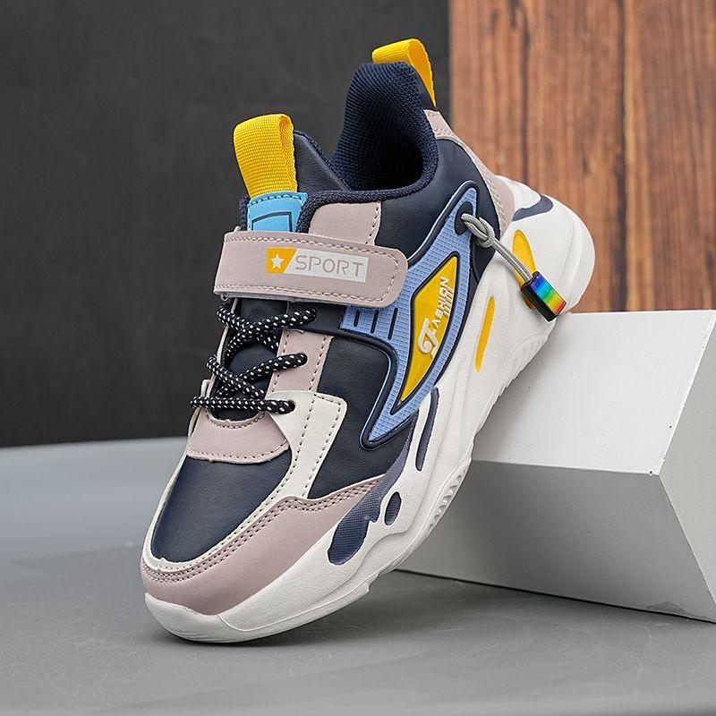 Спортивная обувь для мальчиков 2025 весна и осень новые одноклассники дышащие водонепроницаемые кроссовки для бега для детей среднего и старшего возраста студенческая кожаная обувь