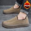 Мужская обувь из хлопка, роскошная замшевая мужская повседневная обувь, удобные теплые мокасины без застежек, высококачественная мужская обувь для ходьбы на открытом воздухе, размеры 39-46
