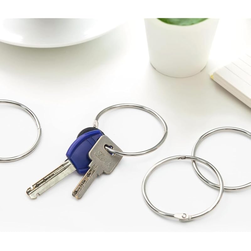 Accuprints 1 Inch(32 Mm) 50 Pack Loose Leaf Binder Rings, Nickel Plated Steel Binder Rings, Keychain Key Rings, Metal Ri
