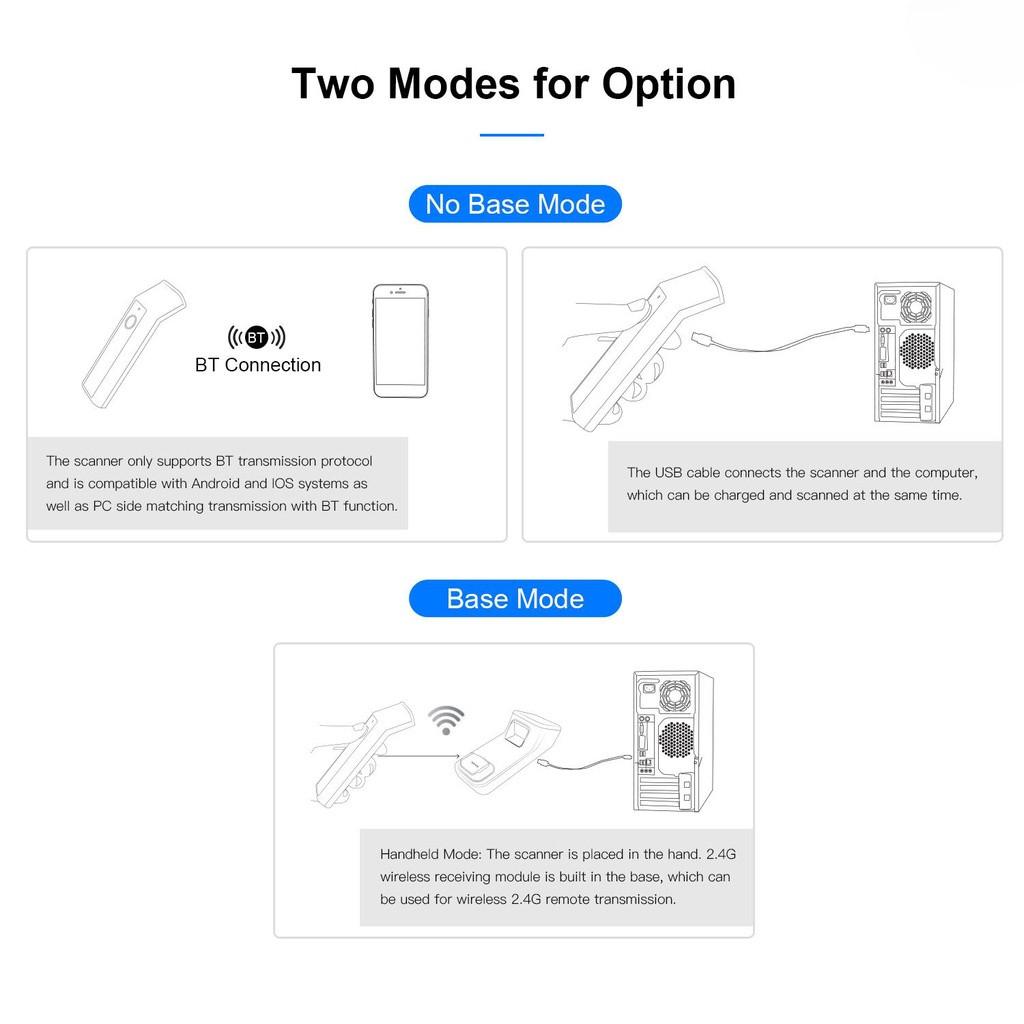 3-in-1 Supermarkets Stores Wireless Intelligent Barcode Scanner Handheld 1D Bar Code Reader