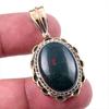 Natural Bloodstone Gemstone 925 Solid Sterling Silver TwoTone Pendant 1.50" f4N24