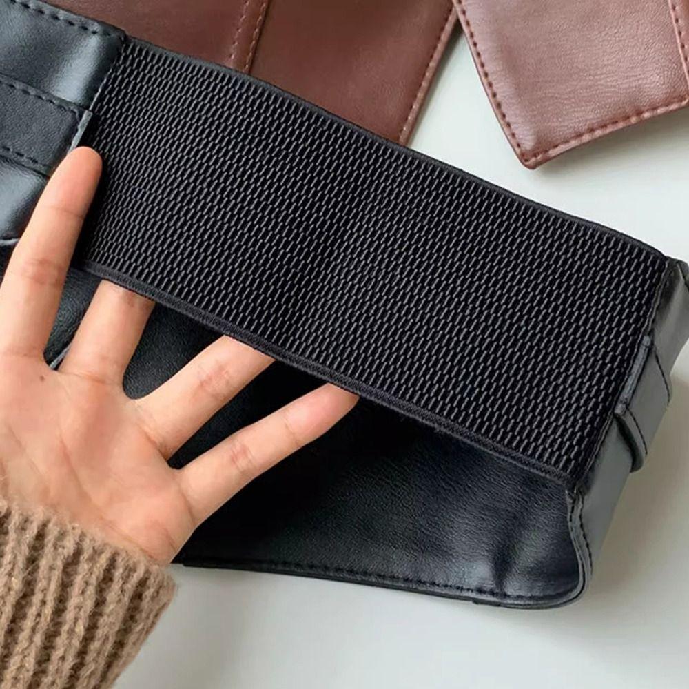 Wide Cummerbunds PU Leather Waistband Strap Fashion Waist Cover For Skirts Dress Top Sweater Coat