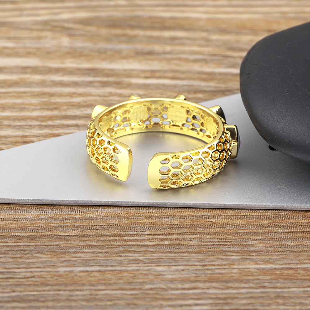 Nidin Fashion Hollow Evil Eye Open Adjustable Ring for Women Bohemian Enamel Turkish Lucky Protection Amulet Finger Jewelry Gift