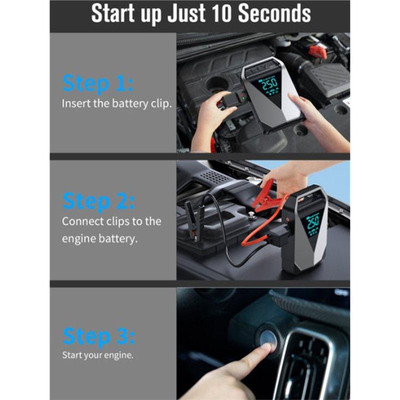 New!Car Jump Starter Air Pump 4 In 1 Air Compressor Tire Pump 14800Mah Battery Booster Pack Car Booster Starting Device