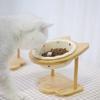 Wooden Stand Cat Ceramic Bowl Ergonomic Anti Vomiting Bowl Dog Cat Feeder  For Cat Dog