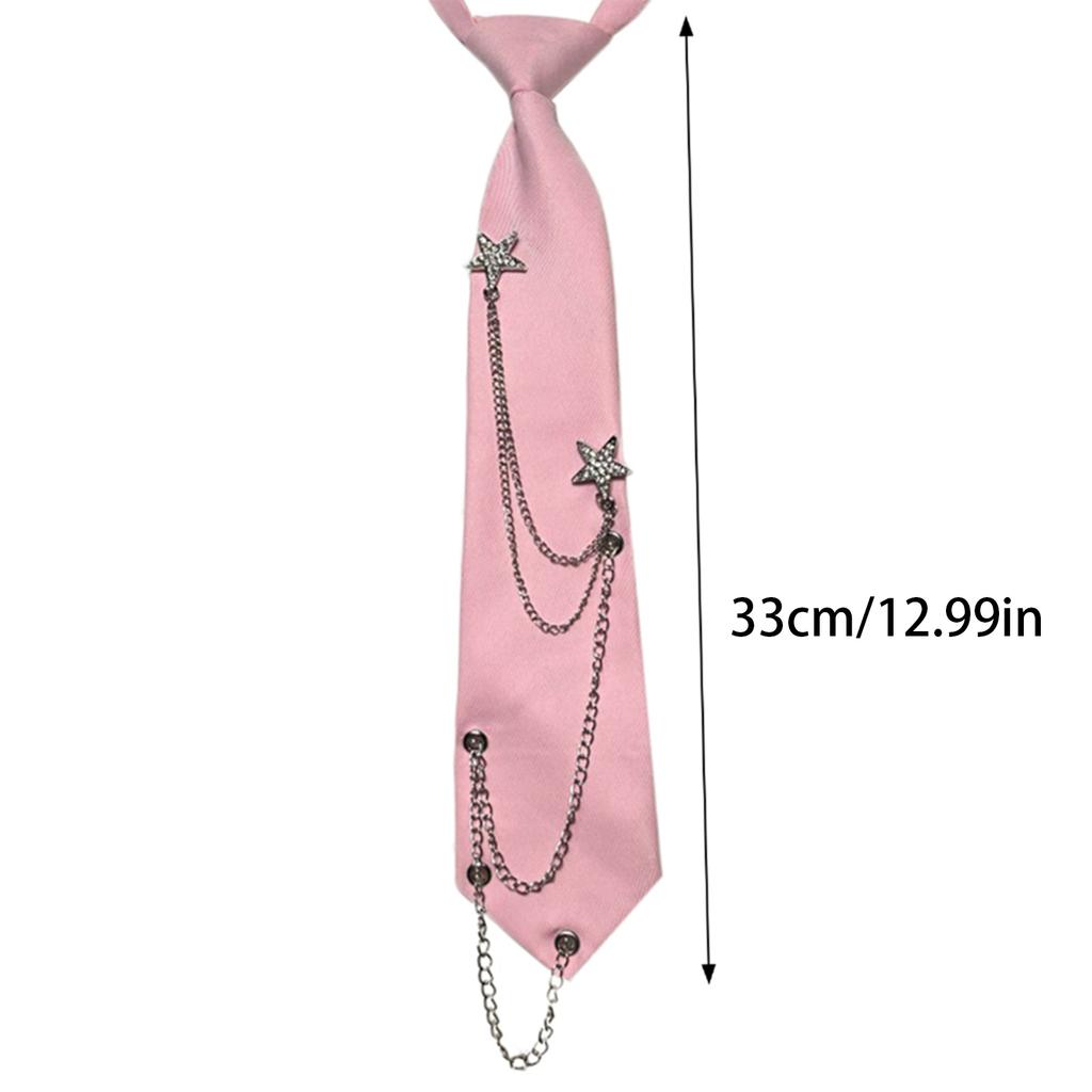 Japanese Punk Necktie Star Chain Neck Tie Student Uniform Adjustable Pre Tied Neck Tie Shirt Collar Neckwear for Women