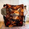 Multiple sizes Sleeping fox in autumn leaves Print Blanket Flannel Material Soft Warm for All Seasons Home Camping Picnics RV