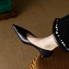 Ретро Туфли-лодочки на среднем каблуке Женская обувь Офис Заостренный носок Женские туфли Быстрая доставка Популярные Шикарные и элегантные Весенняя распродажа обуви