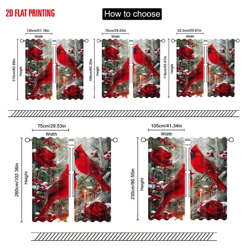 2 шт. Шторы с принтом самолета Цифровая печать кардинал Универсальные 100% Полиэстер (без стержня) Подарки для спальни