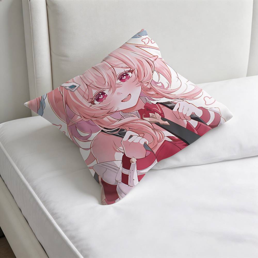 GGenshin IImpact Linnea Square Pillow Cover Decorative Throw Pillow Case for Sofa Couch Bed Home Car Living Room Decoration