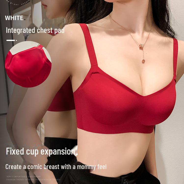 Korean Comics Seamless Push-Up Bra for Small Busts - Wireless, Thickened, and Large Fixed Cups