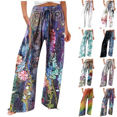 Женские модные свободные повседневные брюки с высокой талией и принтом, повседневные брюки