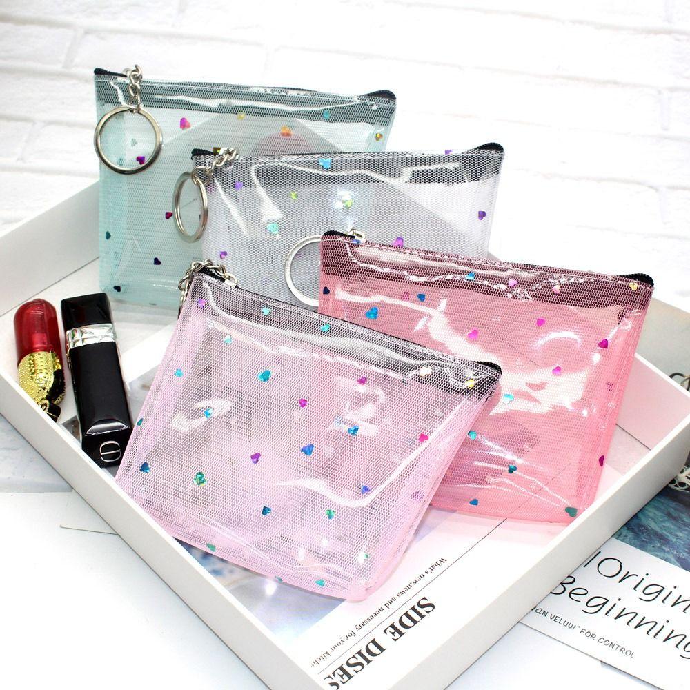 Zipper Transparent Coin Purse Candy Color Card Storage Bag Simple Small Wallet Lady