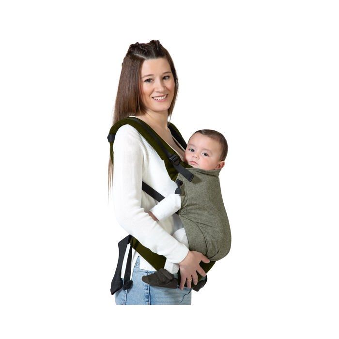 Porte-bébé évolutif ergonomique - Kiokids - Marron - Coton Lin - Sangle matelassée - Boucle - 15 kg max