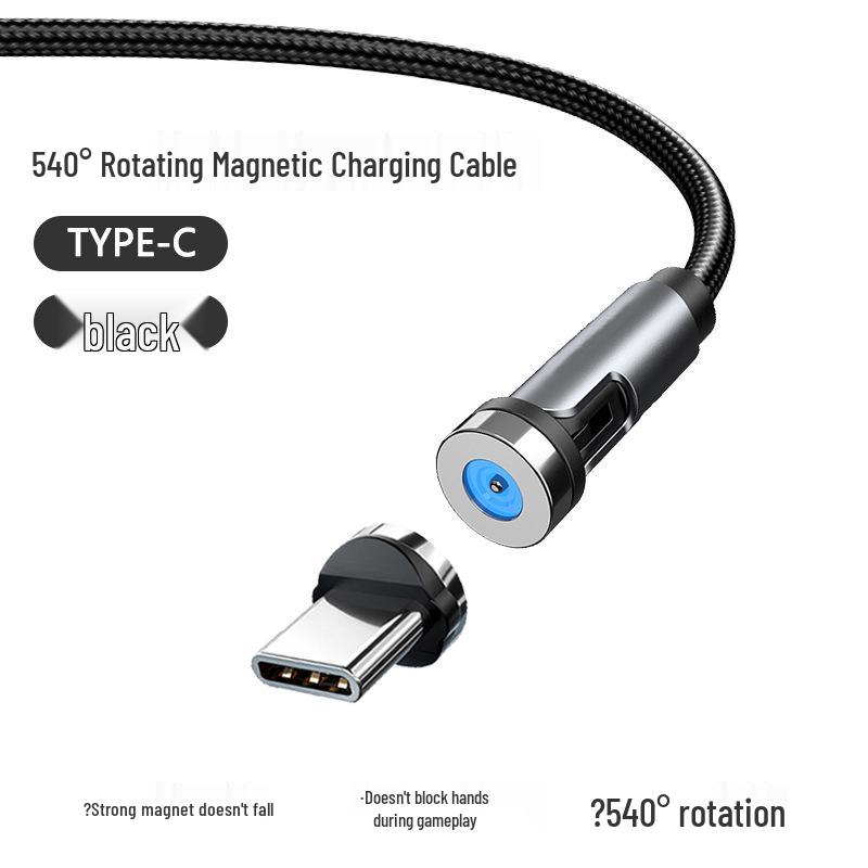Вращающийся на 540° Магнитный зарядный кабель: Гибкий кабель для передачи данных 3-в-1