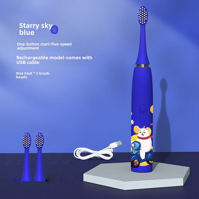 Водонепроницаемая ультразвуковая детская электрическая зубная щетка - милый мультяшный дизайн, мягкая щетина, класс защиты IP7, идеальный подарок