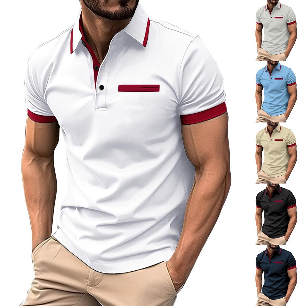 Men's Spring Solid Color Short Sleeve Lapel Shirt Men's Casual Fashion Shirt