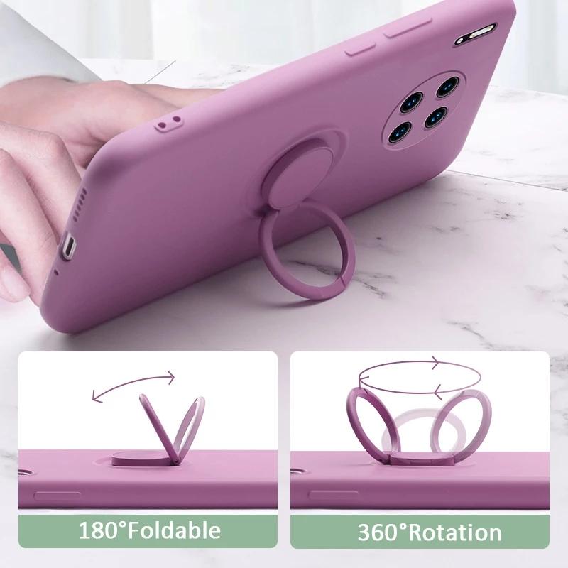Силиконовый чехол-держатель для кольца для Huawei P50 P40 P30 P20 Lite Mate 40 30 50 70 Honor 20 Pro с ремешком, мягкий жидкий чехол